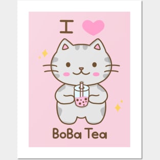 Boba tea cat Posters and Art